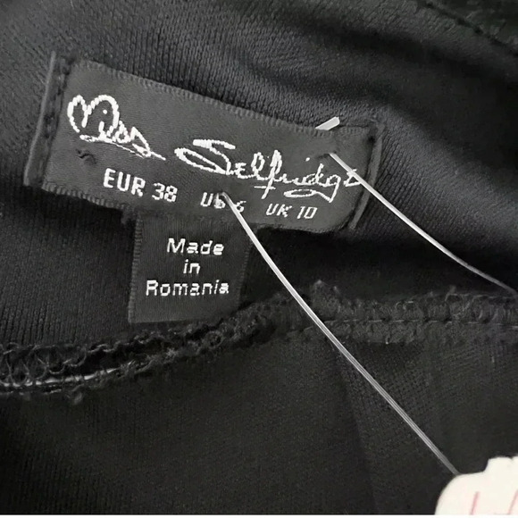 NWT Miss Selfridge Black Mini Velvet Mock Neck Dress, Size 6 - Picture 7 of 9